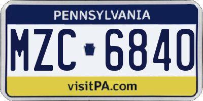 PA license plate MZC6840