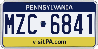 PA license plate MZC6841