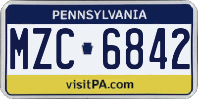 PA license plate MZC6842