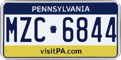 PA license plate MZC6844