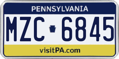 PA license plate MZC6845