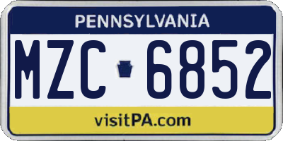 PA license plate MZC6852