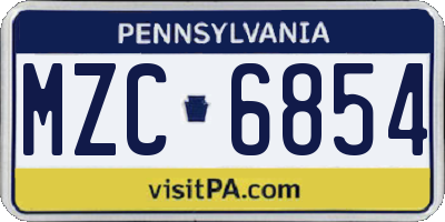 PA license plate MZC6854