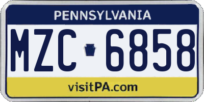 PA license plate MZC6858