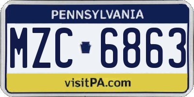 PA license plate MZC6863