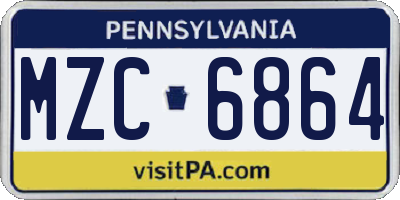 PA license plate MZC6864