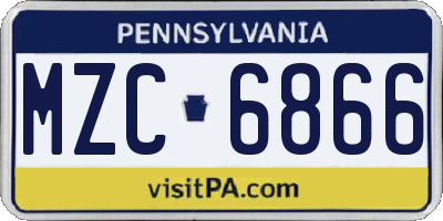 PA license plate MZC6866