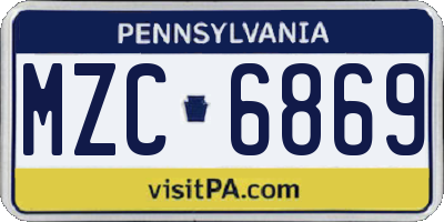 PA license plate MZC6869