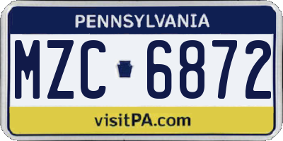PA license plate MZC6872