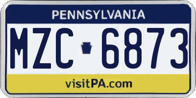 PA license plate MZC6873
