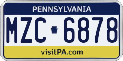 PA license plate MZC6878