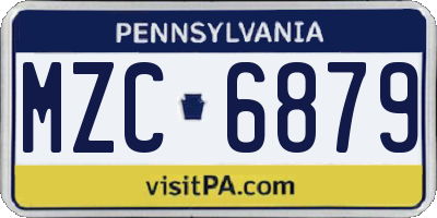 PA license plate MZC6879