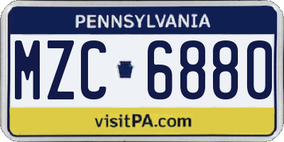PA license plate MZC6880