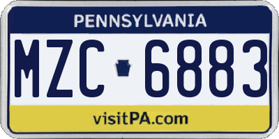 PA license plate MZC6883