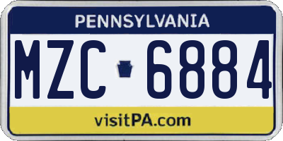 PA license plate MZC6884