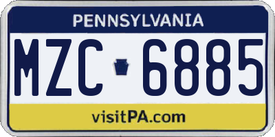 PA license plate MZC6885