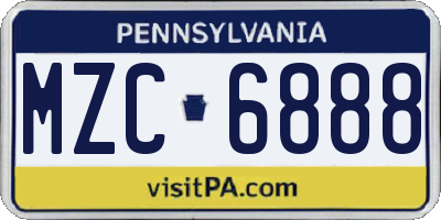 PA license plate MZC6888