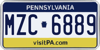 PA license plate MZC6889