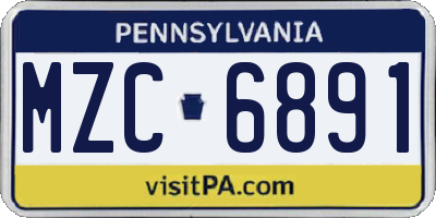 PA license plate MZC6891