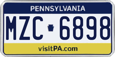 PA license plate MZC6898