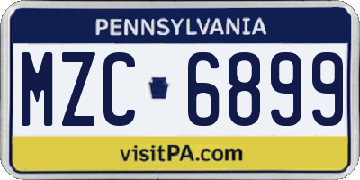 PA license plate MZC6899