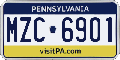 PA license plate MZC6901