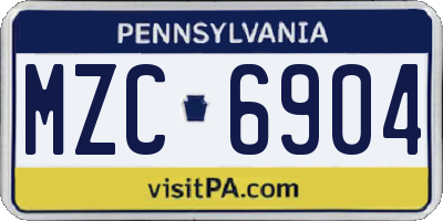 PA license plate MZC6904