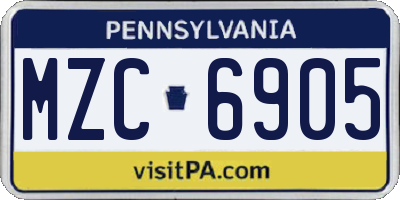PA license plate MZC6905