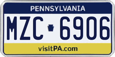 PA license plate MZC6906