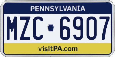 PA license plate MZC6907