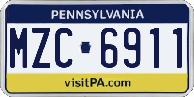 PA license plate MZC6911