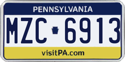 PA license plate MZC6913