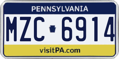 PA license plate MZC6914