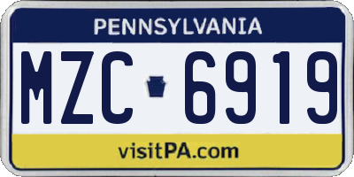 PA license plate MZC6919