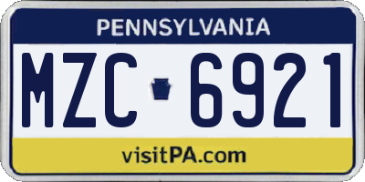 PA license plate MZC6921