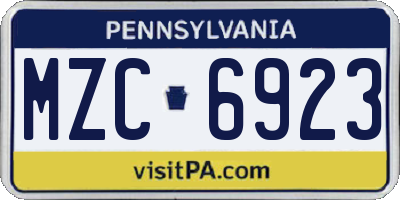 PA license plate MZC6923