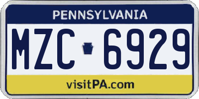 PA license plate MZC6929