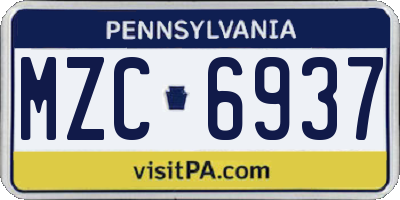 PA license plate MZC6937