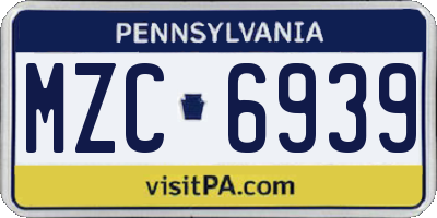 PA license plate MZC6939