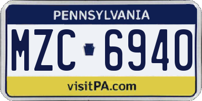 PA license plate MZC6940