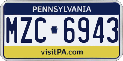 PA license plate MZC6943