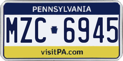 PA license plate MZC6945