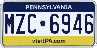 PA license plate MZC6946