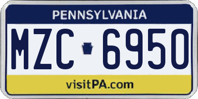 PA license plate MZC6950