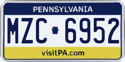 PA license plate MZC6952