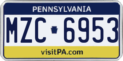 PA license plate MZC6953