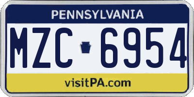 PA license plate MZC6954