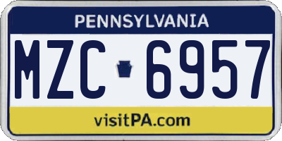 PA license plate MZC6957