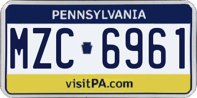 PA license plate MZC6961