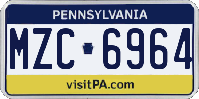 PA license plate MZC6964